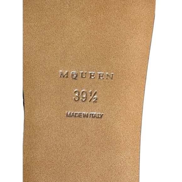 Alexander McQueen NIB T-Bar Leather Slides in Brown Size 39.5 - Picture 12 of 12